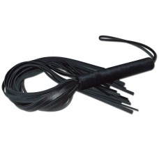 Чёрная кожаная плеть с жесткой ручкой - 63 см. Чёрная кожаная плеть с жесткой ручкой - 63 см.