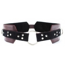 Бордовый пояс с колечками для крепления наручников Maroon Leather Belt