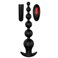 Черный анальный вибромассажер REMOTE GRADUATING BEADS - 20,7 см.