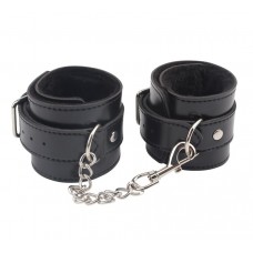 Черные оковы на ноги Obey Me Leather Ankle Cuffs