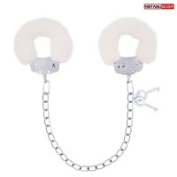 Белые меховые оковы на сцепке с ключиками Белые меховые оковы на сцепке с ключиками