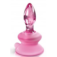 Розовая стеклянная пробка Icicles №90 с силиконовой присоской - 8 см.