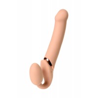 Телесный безремневой вибрострапон Vibrating Bendable Strap-On - size L