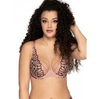 Бюстгальтер на косточках с контрастной черной вышивкой Бюстгальтер на косточках с контрастной черной вышивкой