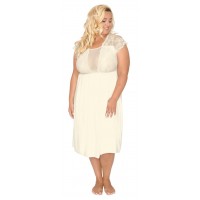 Сорочка plus size из эластичной микрофибры с лифом из кружевного полотна