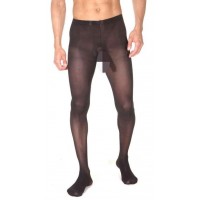 Плотные полупрозрачные мужские колготы с интимным доступом