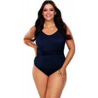 Совместный купальник plus size из ткани в рубчик