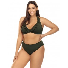 Игривый купальник plus size с оборкой на лифе