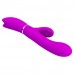 Лиловый вибратор-кролик с подвижной клиторальной щеточкой Clitoris Vibrator - 20,8 см.