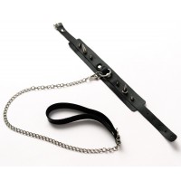 Черный ошейник с шипами и поводком Черный ошейник с шипами и поводком