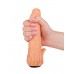 Телесная гелевая насадка-фаллос с клиторальными лепестками - 23 см.