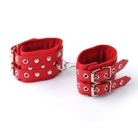 Красные кожаные наручники с ремешками Красные кожаные наручники с ремешками