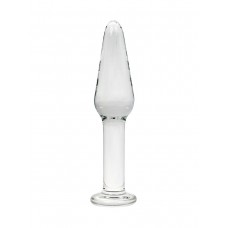 Прозрачный удлиненный анальный плаг из стекла - 12 см.