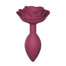 Сливовая анальная пробка с ограничителем-розой Open Rose Size M Butt Plug