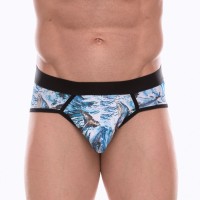 Мужские трусы-стринги с принтом в виде китов в волнах Мужские трусы-стринги с принтом в виде китов в волнах