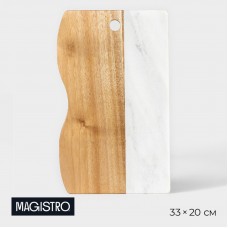 Доска для подачи Magistro Forest dream, 33×20 см, акация, мрамор