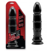 Чёрный анальный фаллоимитатор с рёбрышками - 25,4 см.