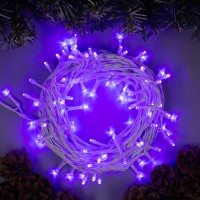 Гирлянда «Нить» 10 м, IP44, белая нить, 100 LED, свечение фиолетовое, 8 режимов, 220 В