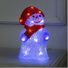 Светодиодная фигура «Снеговик в шарфе» 13 × 25 × 15 см, акрил, 30 LED, 220 В, свечение белое