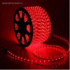 Световой шнур Luazon Lighting 13 мм, IP65, 100 м, 36 LED/м, 220 В, 2W, постоянное свечение, свечение красное