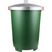 Бак для мусора «Бинго» с крышкой;полипроп.;65л;D=50,H=55см;зелен.,серый