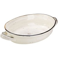Форма для запекания «Пастораль» овальная с ручками;фарфор;1,25л;,H=6,L=31/25,B=19см;серый