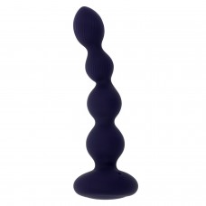 Фиолетовые анальные бусы с вибрацией и вращением Pleasure Orbit - 17,8 см.
