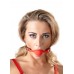 Силиконовый кляп-шар на чёрных ремешках Red Gag silicone