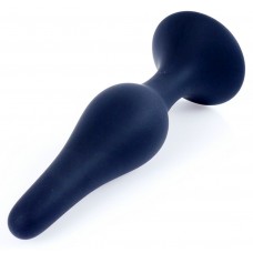 Черная анальная втулка на присоске - 11 см.