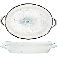 Форма для запекания «Пастораль» овальная с ручками;фарфор;1,25л;,H=6,L=25,B=19см;зелен.