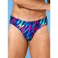 Синие мужские плавки с яркими цветными зигзагами Синие мужские плавки с яркими цветными зигзагами