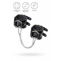 Черные кожаные наручники-браслеты с двумя ремешками