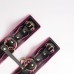 Черные кожаные оковы с розовой строчкой Черные кожаные оковы с розовой строчкой