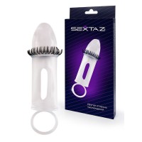 Закрытая насадка на пенис с подхватом мошонки и стимулирующими «ресничками» Закрытая насадка на пенис с подхватом мошонки и стимулирующими «ресничками»