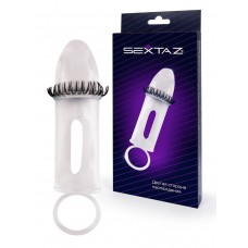 Закрытая насадка на пенис с подхватом мошонки и стимулирующими «ресничками» Закрытая насадка на пенис с подхватом мошонки и стимулирующими «ресничками»