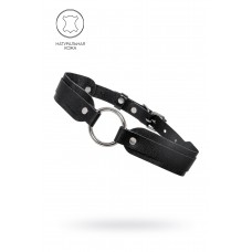 Черный кожаный чокер-ошейник со скруглёнными углами