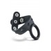 Черное эрекционное кольцо с подхватом мошонки на кнопках VS6