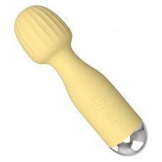 Желтый мини-вибратор с шаровидной головкой