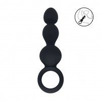 Черная анальная елочка Beaded Silicone Anal Probe with Loop