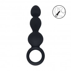 Черная анальная елочка Beaded Silicone Anal Probe with Loop