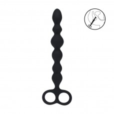Черная анальная цепочка Beaded Silicone Anal Probe with Double Loop - 24 см.
