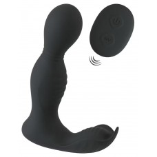 Черная анальная пробка с вибрацией, вращением и пультом ДУ RC Butt Plug with 2 Functions