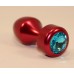 Красная анальная пробка с голубым кристаллом - 7,8 см.