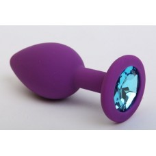 Фиолетовая силиконовая пробка с голубым стразом - 8,2 см.