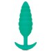 Зеленый ребристый анальный виброплаг Twist - 15,3 см.