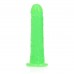 Зеленый люминесцентный фаллоимитатор на присоске - 17,5 см.