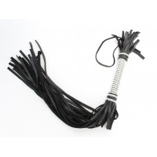 Черная длинная плеть с серебристой ручкой - 56 см.