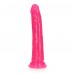 Розовый люминесцентный фаллоимитатор на присоске - 22 см.