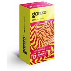  Презервативы Ganzo Extase, с точечно-ребристой поверхностью, анатомической формы, латекс, 18см, 12шт