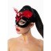 Черно-красная лакированная маска кошки с ушками